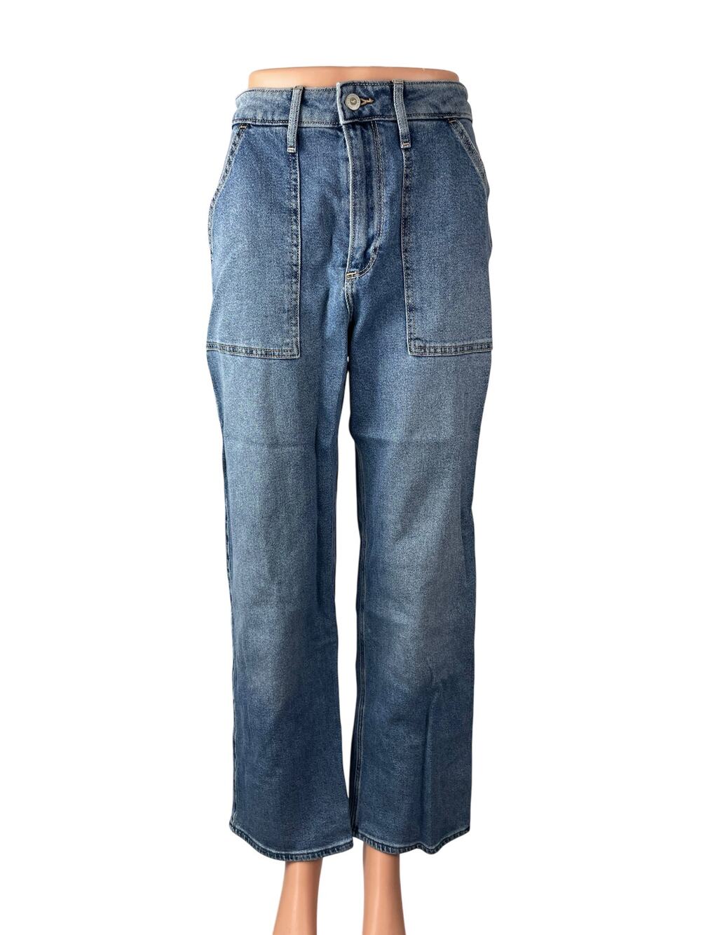 Hollister Curvy Ultra High Rise Dad Women's Blue Straight Denim Jeans Size 27x29